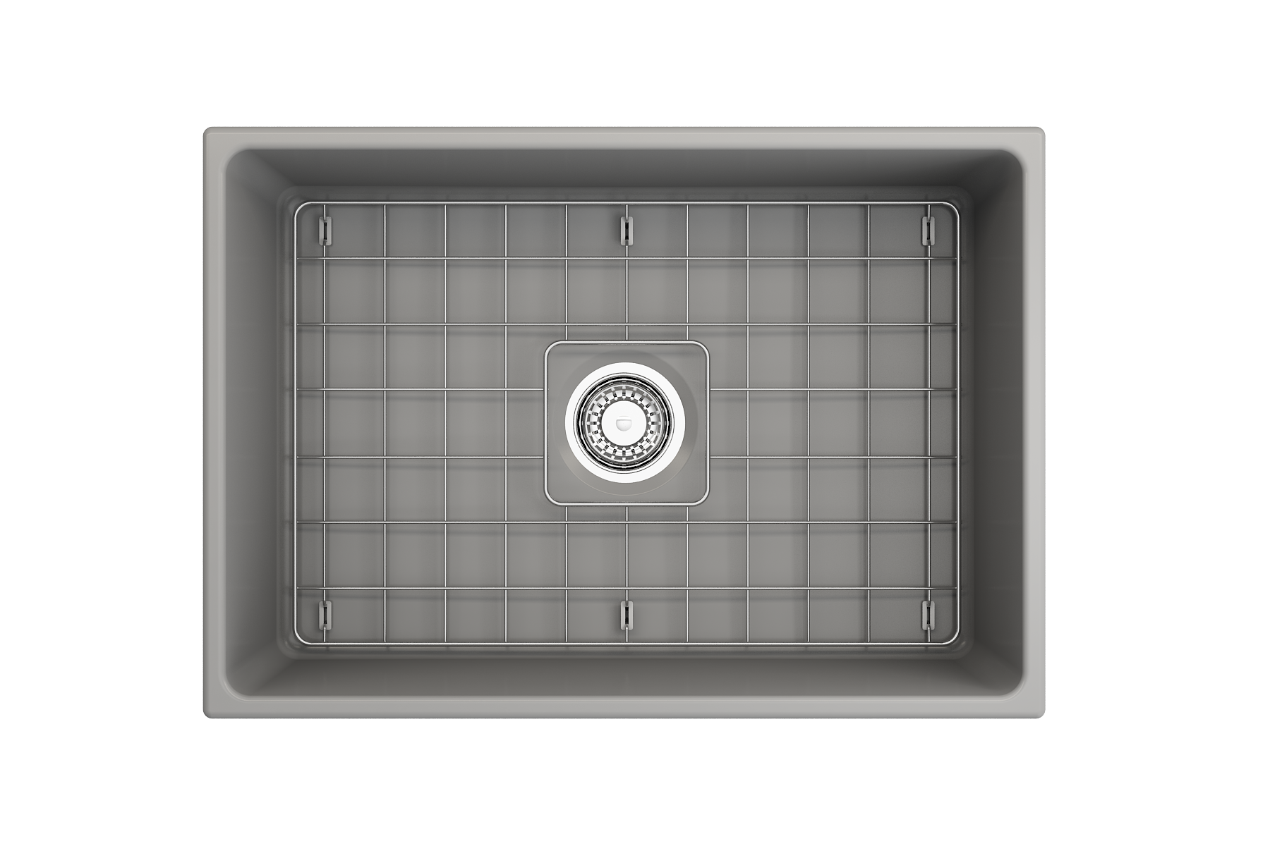BOCCHI Vigneto 27" Fireclay Farmhouse Apron Single Bowl Kitchen Sink, Matte Gray, 1357-006-0120