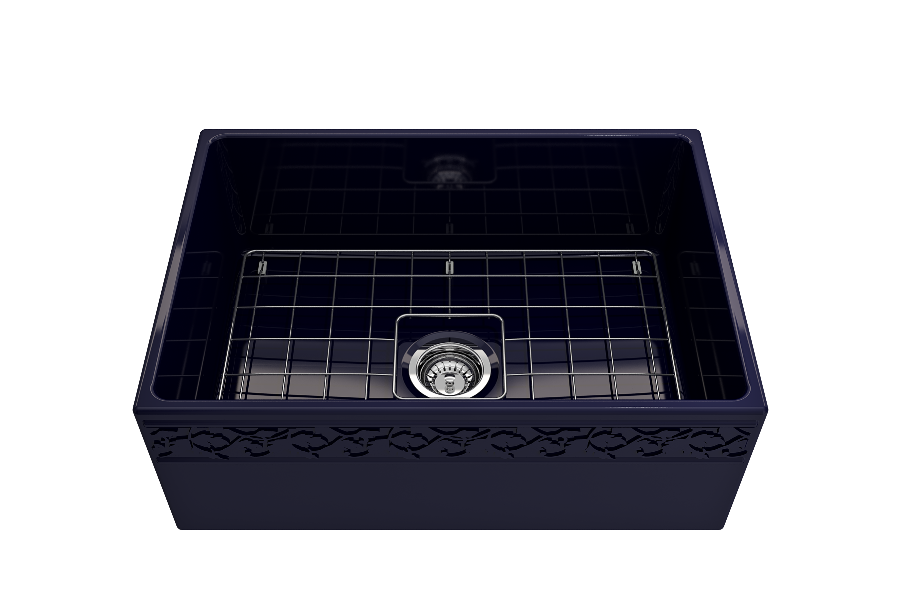BOCCHI Vigneto 27" Fireclay Farmhouse Apron Single Bowl Kitchen Sink, Sapphire Blue, 1357-010-0120