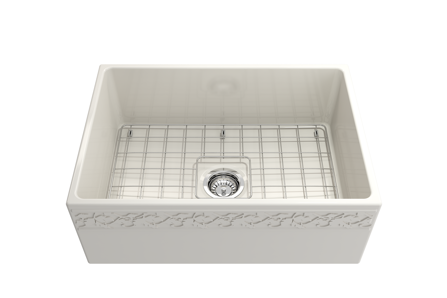 BOCCHI Vigneto 27" Fireclay Farmhouse Apron Single Bowl Kitchen Sink, Biscuit, 1357-014-0120