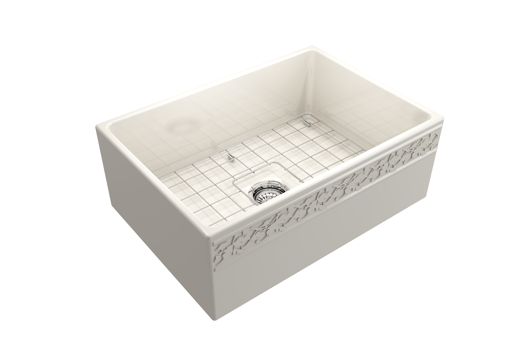 BOCCHI Vigneto 27" Fireclay Farmhouse Apron Single Bowl Kitchen Sink, Biscuit, 1357-014-0120