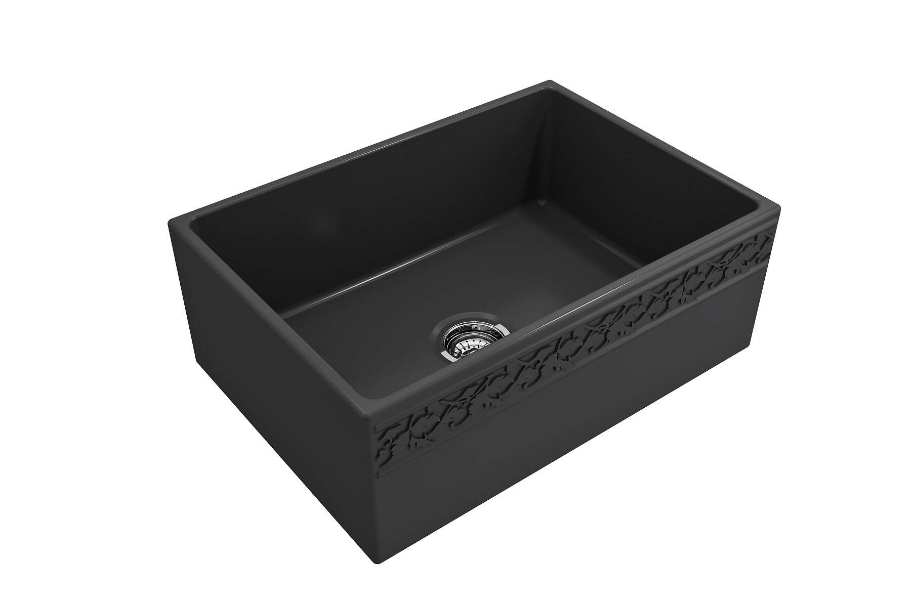 BOCCHI Vigneto 27" Fireclay Farmhouse Apron Single Bowl Kitchen Sink, Matte Dark Gray, 1357-020-0120