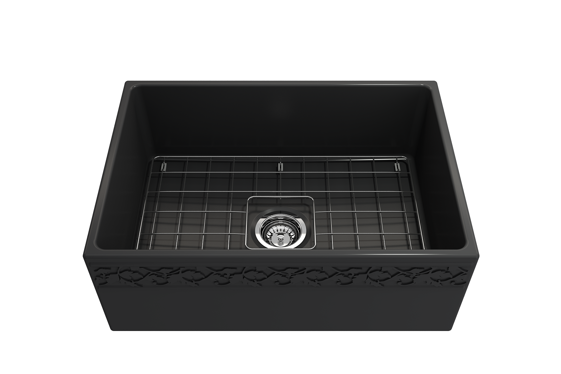 BOCCHI Vigneto 27" Fireclay Farmhouse Apron Single Bowl Kitchen Sink, Matte Dark Gray, 1357-020-0120