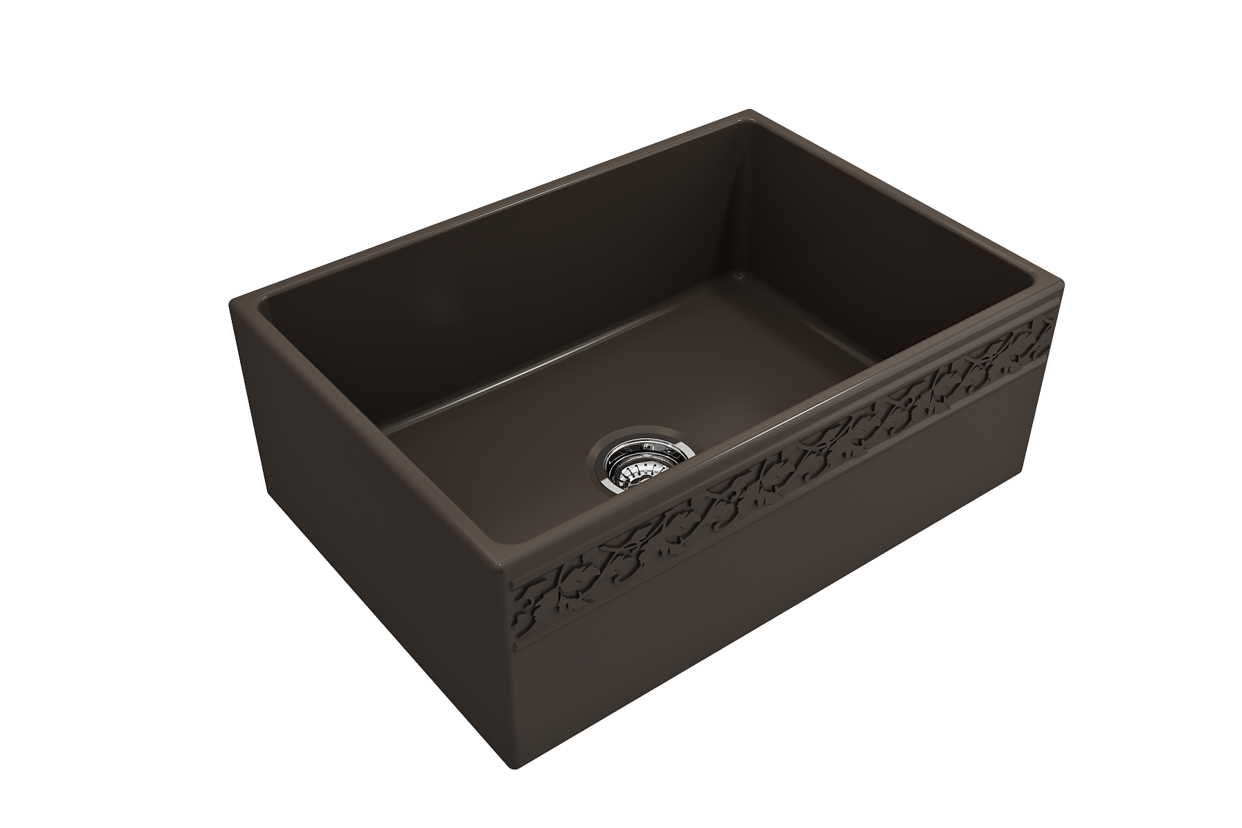 BOCCHI Vigneto 27" Fireclay Farmhouse Apron Single Bowl Kitchen Sink, Matte Brown, 1357-025-0120