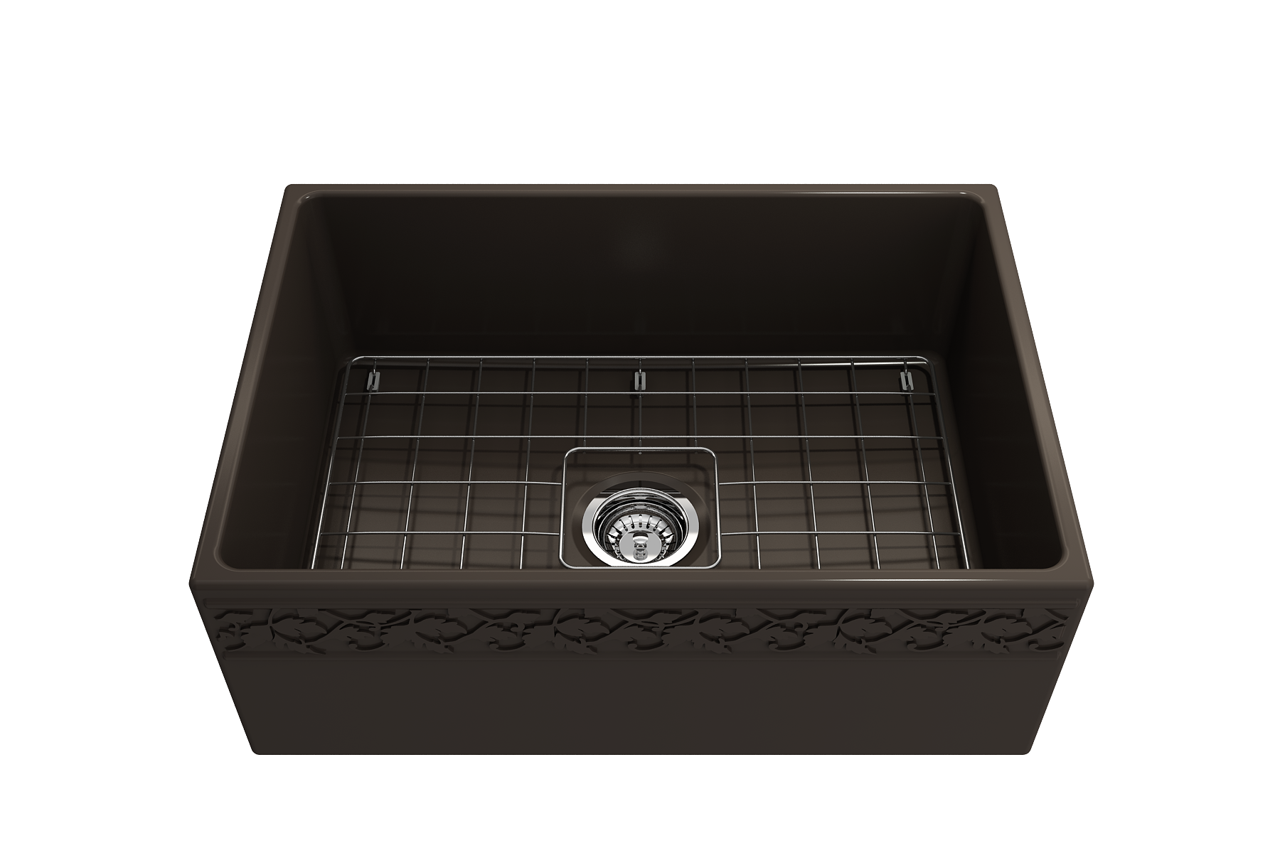 BOCCHI Vigneto 27" Fireclay Farmhouse Apron Single Bowl Kitchen Sink, Matte Brown, 1357-025-0120