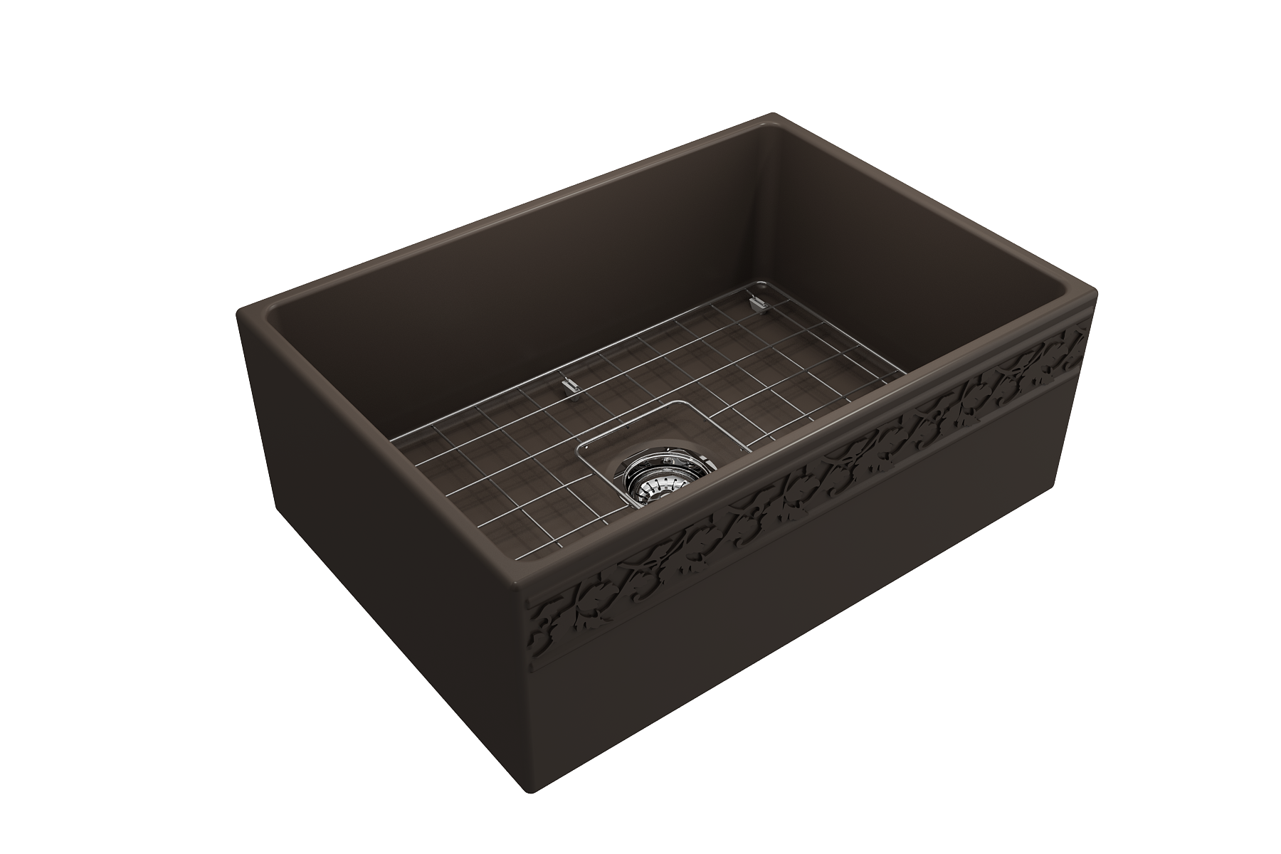 BOCCHI Vigneto 27" Fireclay Farmhouse Apron Single Bowl Kitchen Sink, Matte Brown, 1357-025-0120