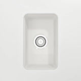 BOCCHI Sotto 12" Fireclay Undermount Single Bowl Bar Sink with Strainer, White, 1358-001-0120