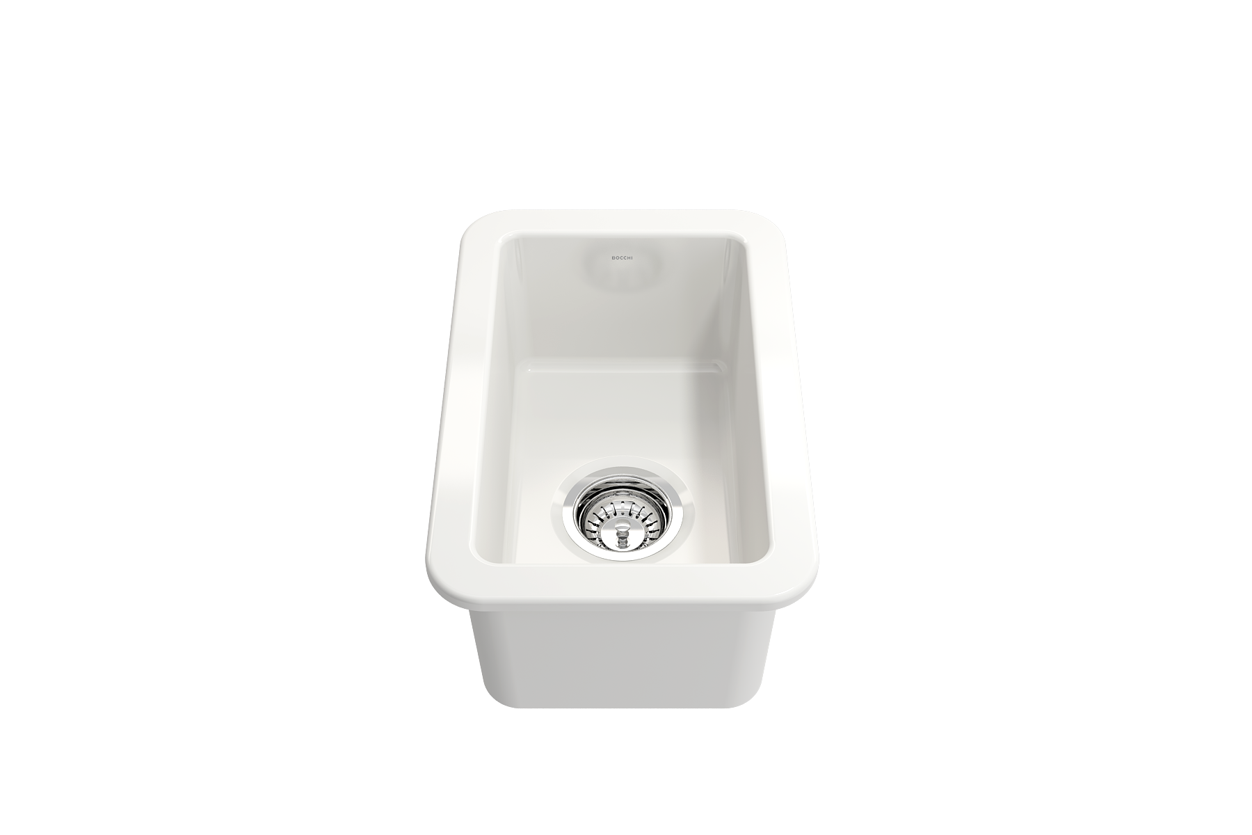 BOCCHI Sotto 12" Fireclay Undermount Single Bowl Bar Sink with Strainer, White, 1358-001-0120