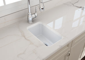 Alternate Image for BOCCHI Sotto 12" Fireclay Undermount Single Bowl Bar Sink with Strainer, Matte White, 1358-002-0120