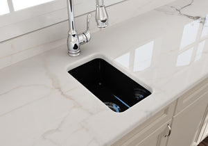 Alternate Image for BOCCHI Sotto 12" Fireclay Undermount Single Bowl Bar Sink with Strainer, Black, 1358-005-0120