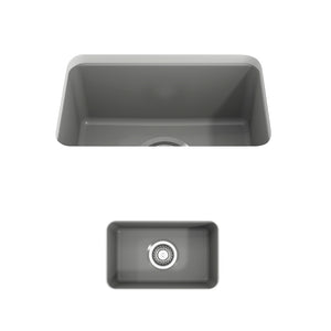 Alternate Image for BOCCHI Sotto 12" Fireclay Undermount Single Bowl Bar Sink with Strainer, Matte Gray, 1358-006-0120