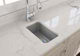 BOCCHI Sotto 12" Fireclay Undermount Single Bowl Bar Sink with Strainer, Matte Gray, 1358-006-0120