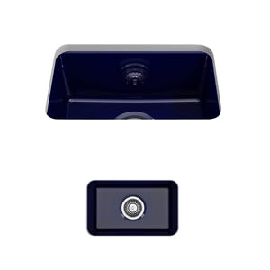 Alternate Image for BOCCHI Sotto 12" Fireclay Undermount Single Bowl Bar Sink with Strainer, Sapphire Blue, 1358-010-0120