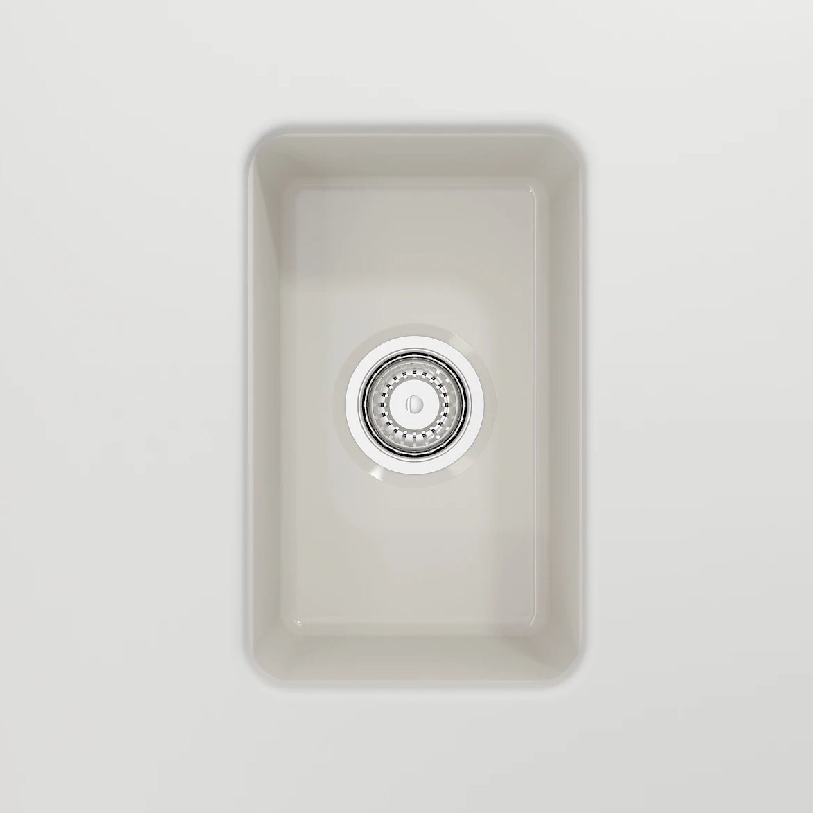 BOCCHI Sotto 12" Fireclay Undermount Single Bowl Bar Sink with Strainer, Biscuit, 1358-014-0120