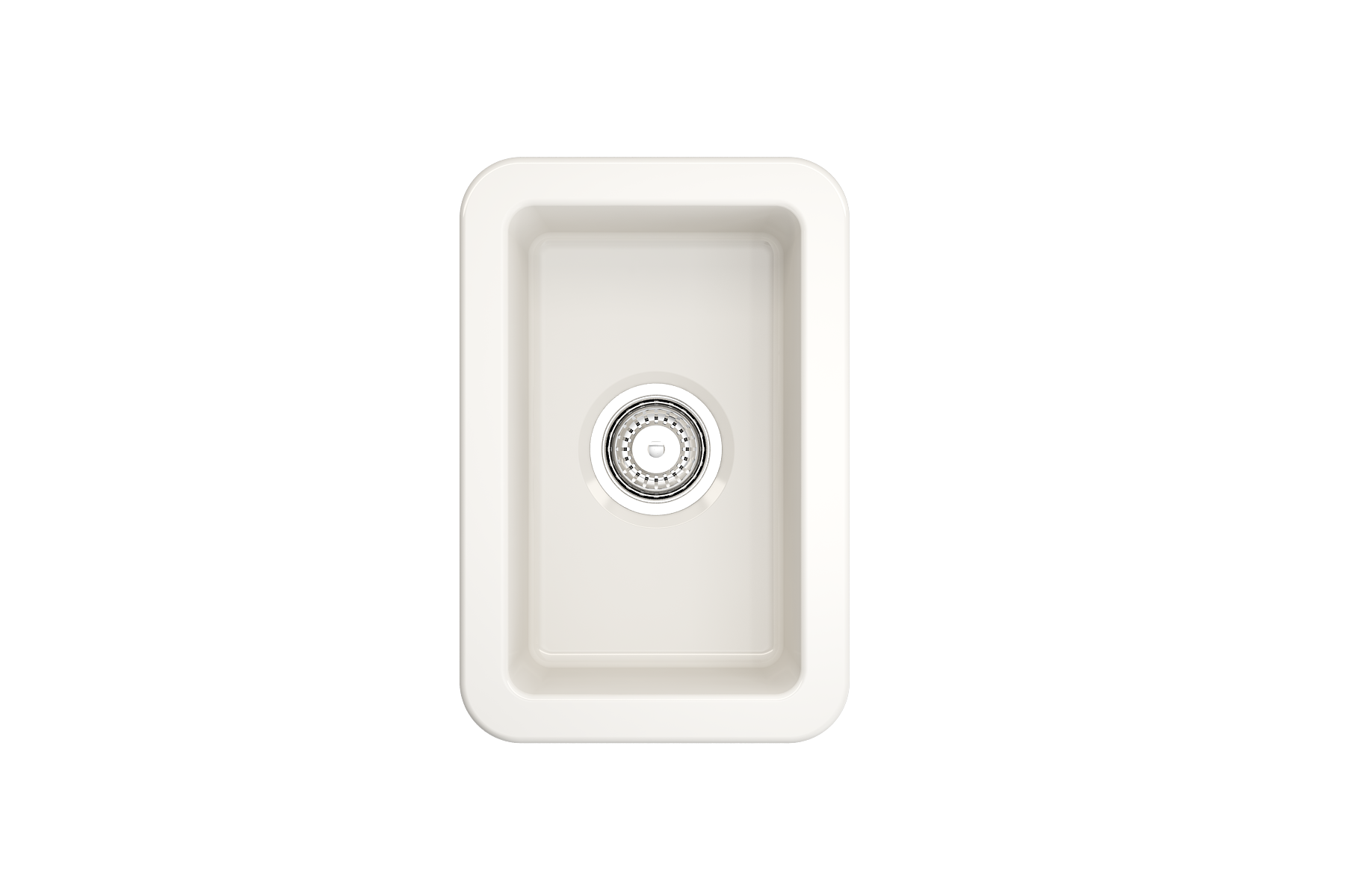 BOCCHI Sotto 12" Fireclay Undermount Single Bowl Bar Sink with Strainer, Biscuit, 1358-014-0120