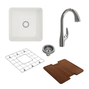 Alternate Image for BOCCHI Sotto 18" Fireclay Bar/Prep Sink Kit with Faucet and Accessories, White (sink) / Stainless Steel (faucet), 1359-001-2024SS