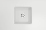 BOCCHI Sotto 18" Fireclay Undermount Single Bowl Kitchen Sink, Matte White, 1359-002-0120 with Grid Straight View | The Sink Boutique
