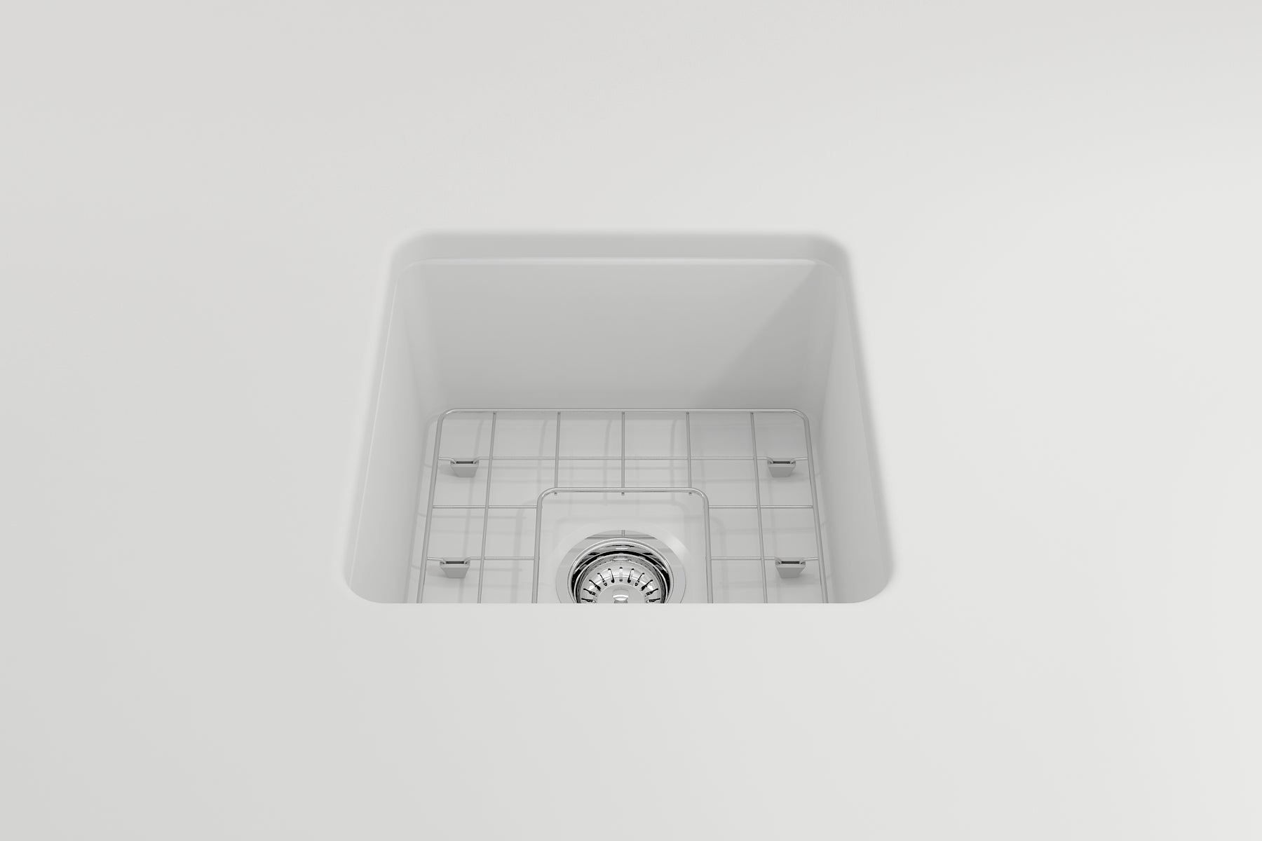 BOCCHI Sotto 18" Fireclay Undermount Single Bowl Bar Sink with Protective Bottom Grid and Strainer, Matte White, 1359-002-0120