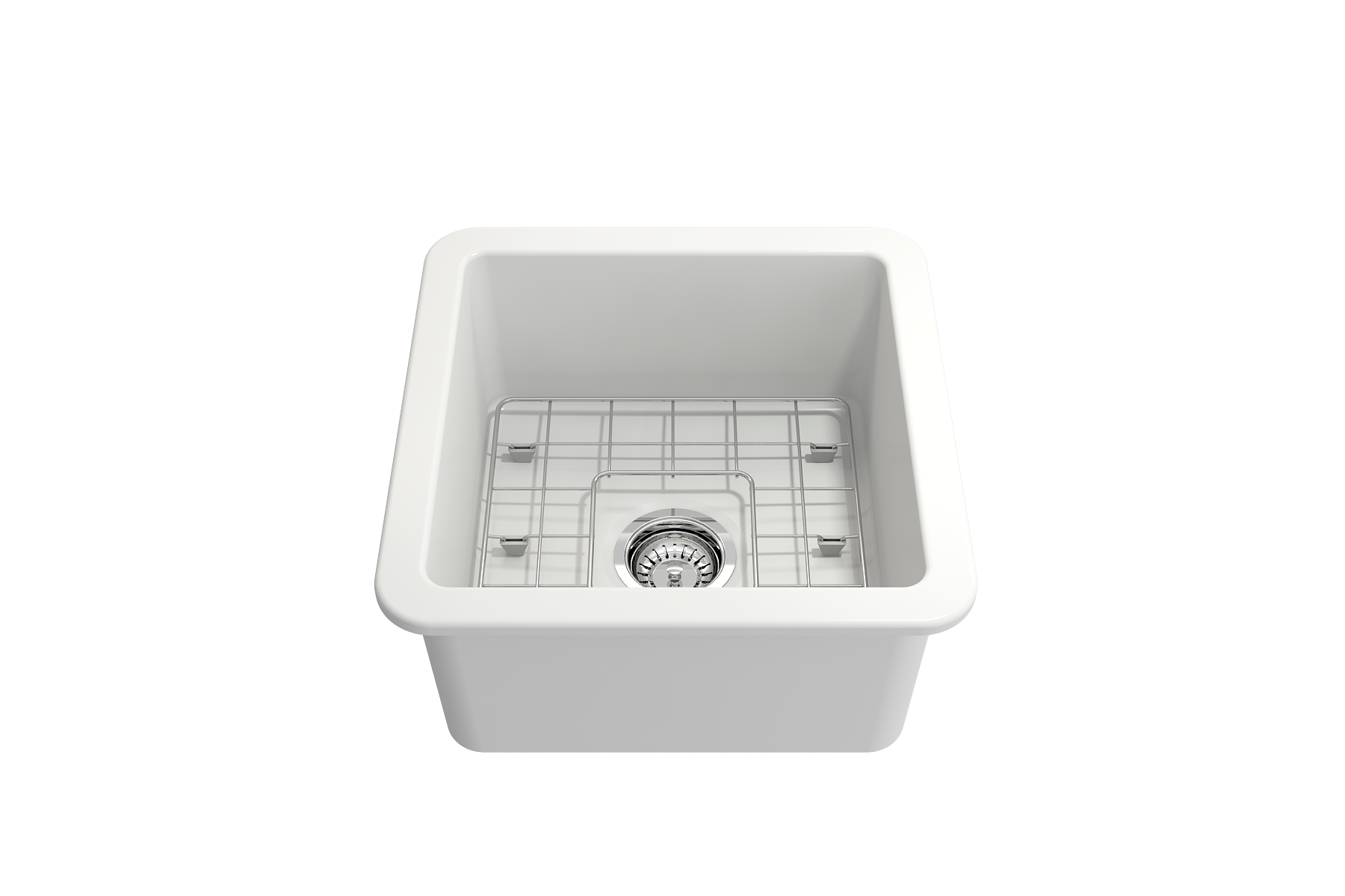 BOCCHI Sotto 18" Fireclay Undermount Single Bowl Bar Sink with Protective Bottom Grid and Strainer, Matte White, 1359-002-0120