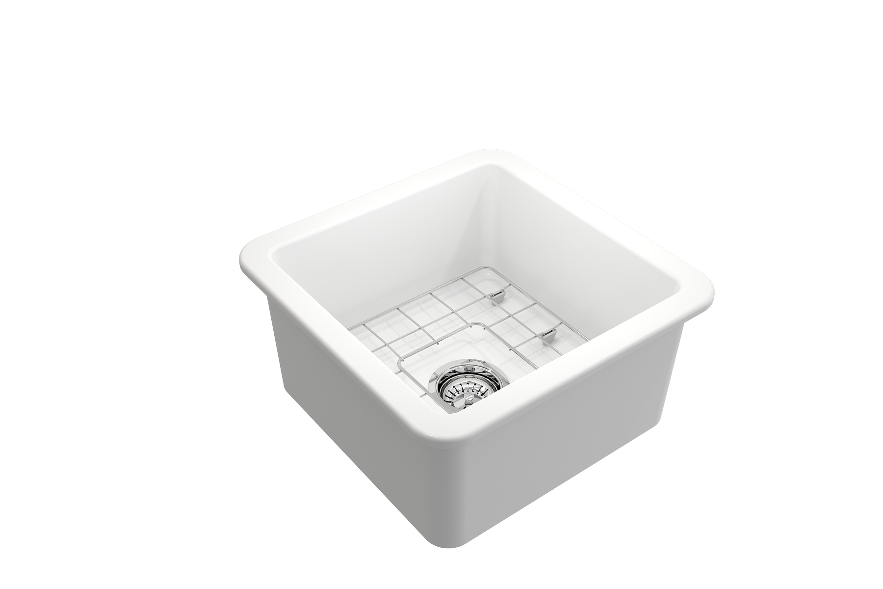 BOCCHI Sotto 18" Fireclay Undermount Single Bowl Bar Sink with Protective Bottom Grid and Strainer, Matte White, 1359-002-0120