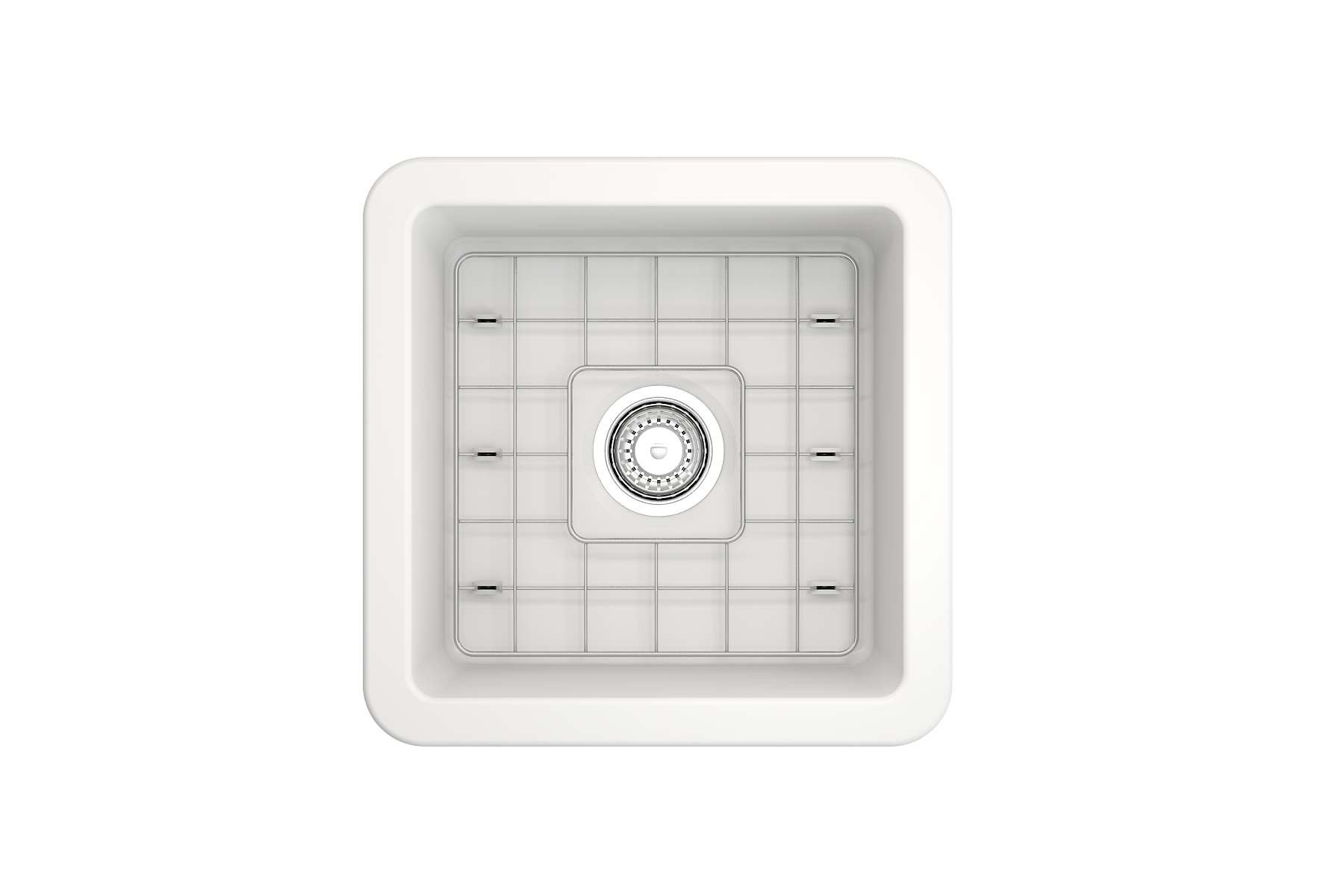 BOCCHI Sotto 18" Fireclay Undermount Single Bowl Bar Sink with Protective Bottom Grid and Strainer, Matte White, 1359-002-0120