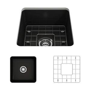 Alternate Image for BOCCHI Sotto 18" Fireclay Undermount Single Bowl Bar Sink with Protective Bottom Grid and Strainer, Matte Black, 1359-004-0120