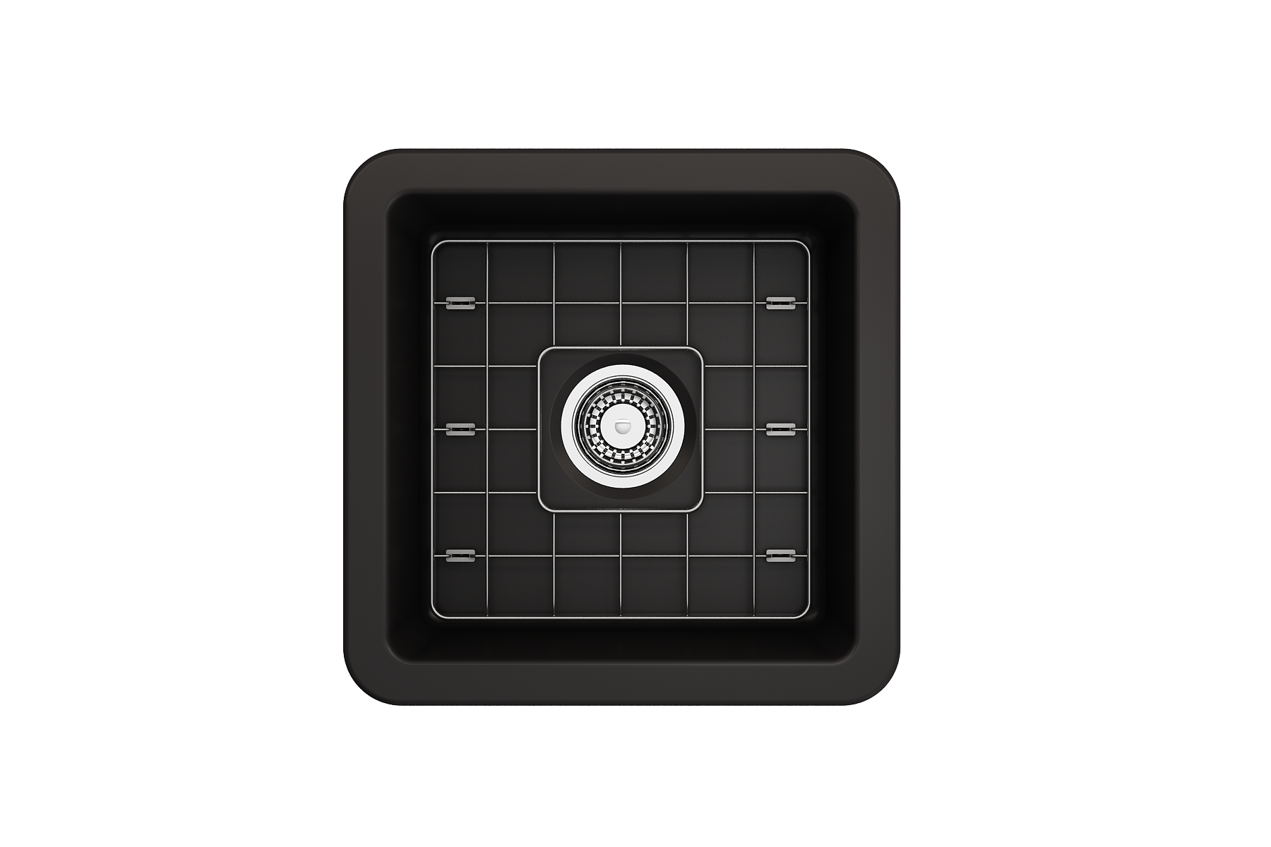 BOCCHI Sotto 18" Fireclay Undermount Single Bowl Bar Sink with Protective Bottom Grid and Strainer, Matte Black, 1359-004-0120