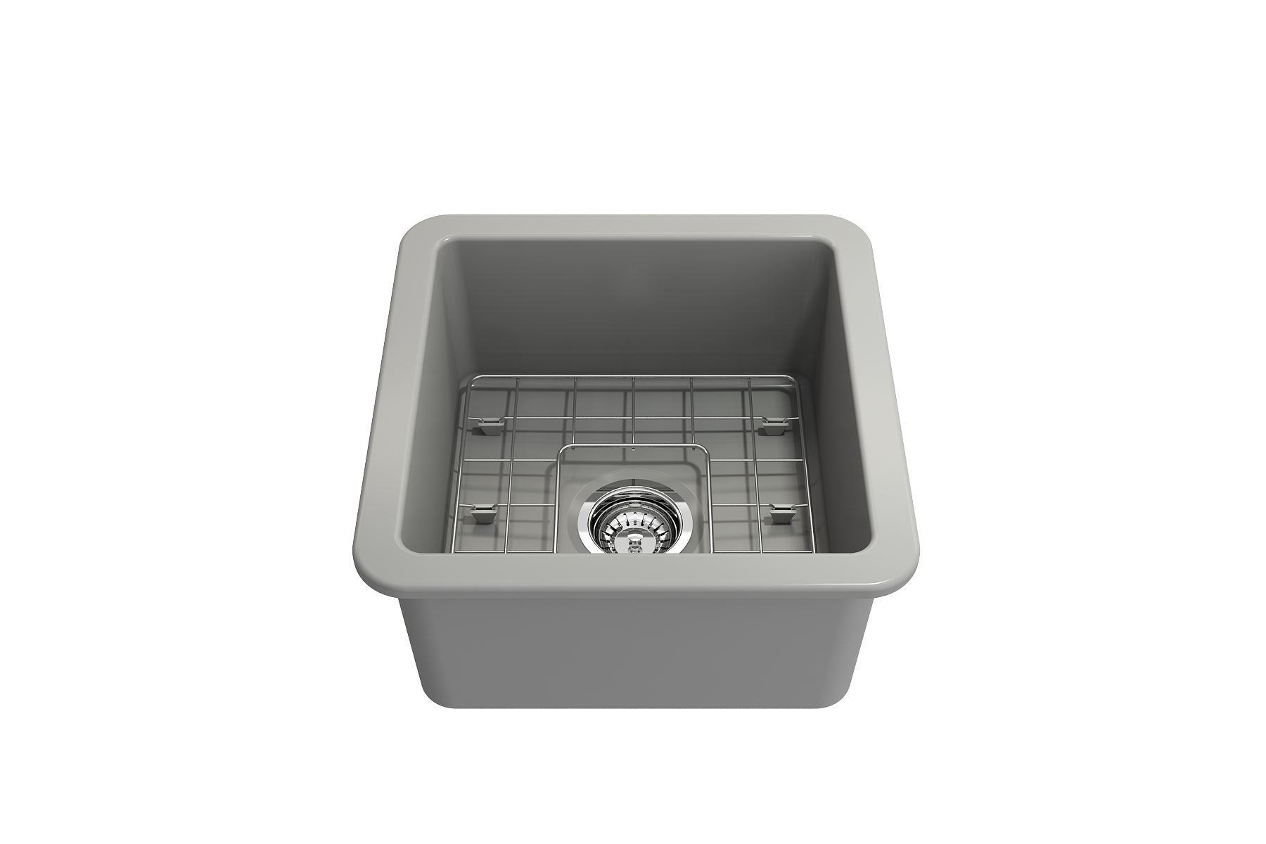 BOCCHI Sotto 18" Fireclay Undermount Single Bowl Bar Sink with Protective Bottom Grid and Strainer, Matte Gray, 1359-006-0120