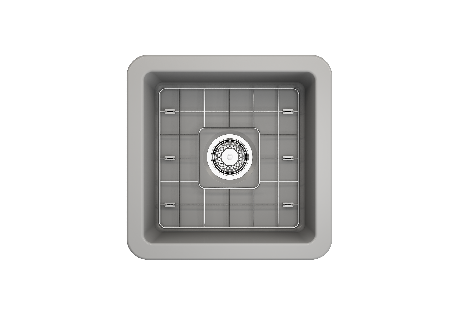 BOCCHI Sotto 18" Fireclay Undermount Single Bowl Bar Sink with Protective Bottom Grid and Strainer, Matte Gray, 1359-006-0120