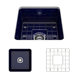 Alternate Image for BOCCHI Sotto 18" Fireclay Undermount Single Bowl Bar Sink with Protective Bottom Grid and Strainer, Sapphire Blue, 1359-010-0120