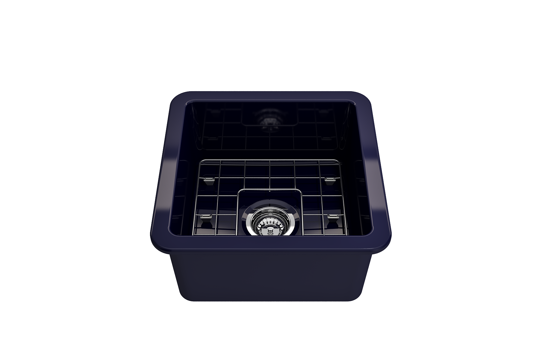 BOCCHI Sotto 18" Fireclay Undermount Single Bowl Bar Sink with Protective Bottom Grid and Strainer, Sapphire Blue, 1359-010-0120