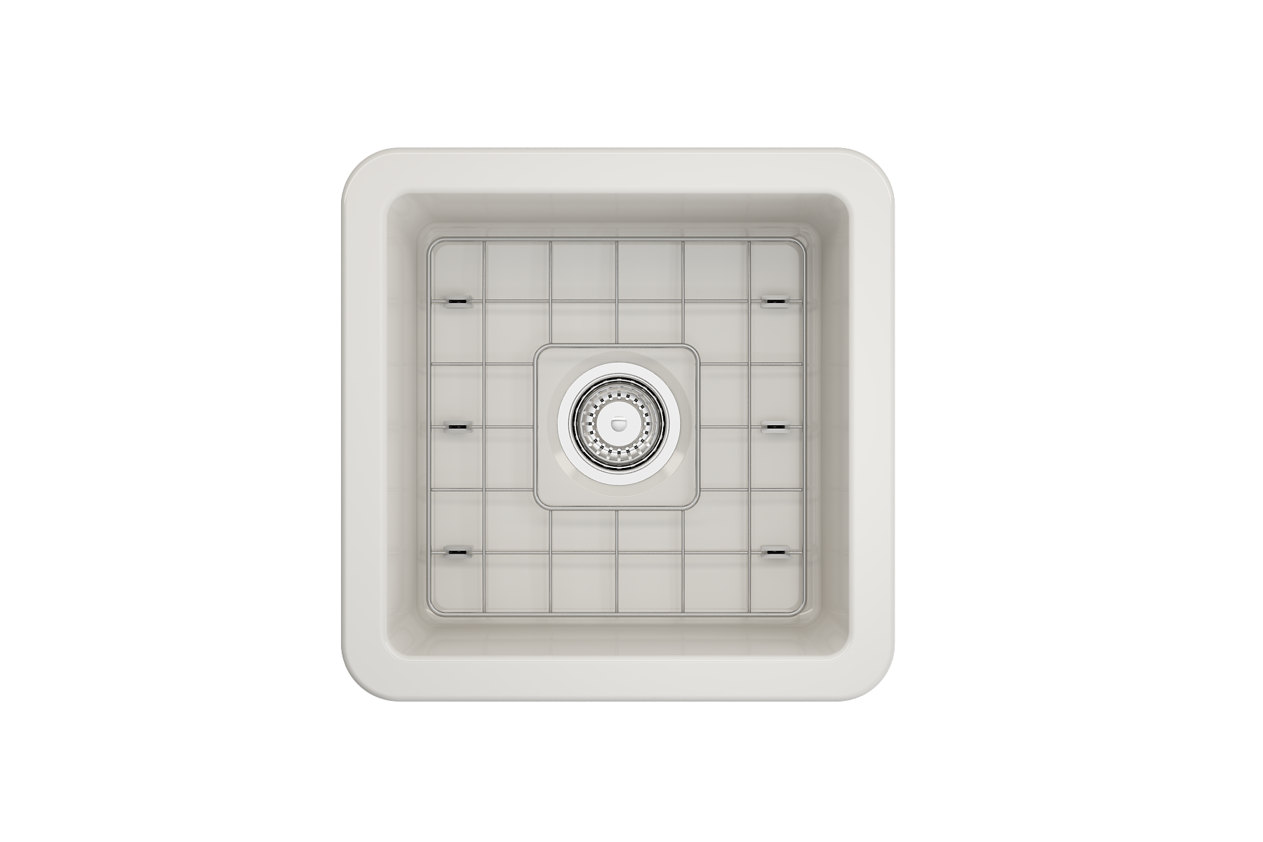 BOCCHI Sotto 18" Fireclay Undermount Single Bowl Bar Sink with Protective Bottom Grid and Strainer, Biscuit, 1359-014-0120