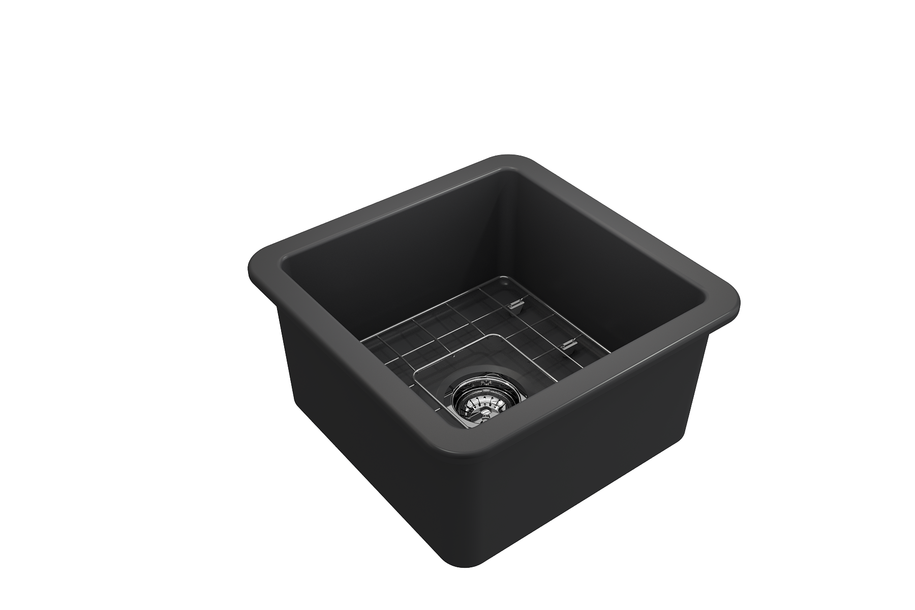 BOCCHI Sotto 18" Fireclay Undermount Single Bowl Bar Sink with Protective Bottom Grid and Strainer, Matte Dark Gray, 1359-020-0120
