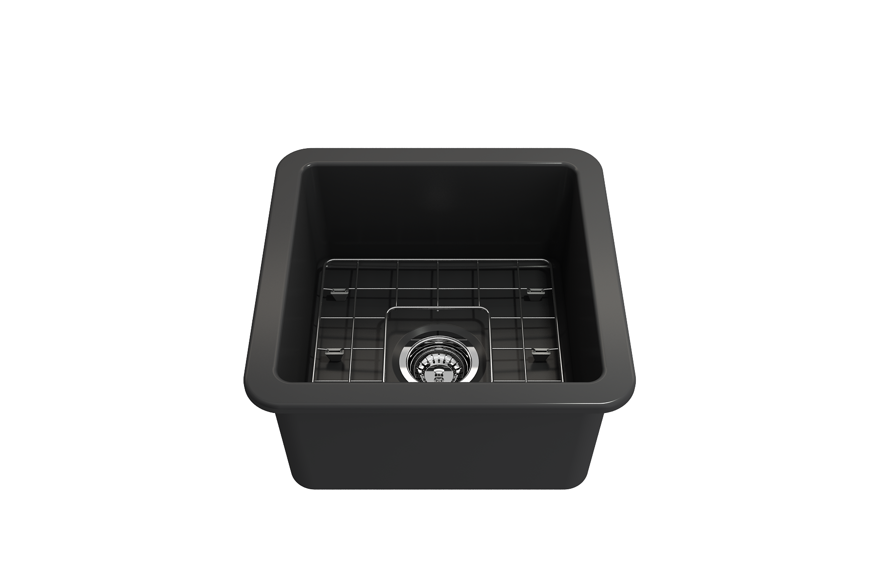 BOCCHI Sotto 18" Fireclay Undermount Single Bowl Bar Sink with Protective Bottom Grid and Strainer, Matte Dark Gray, 1359-020-0120