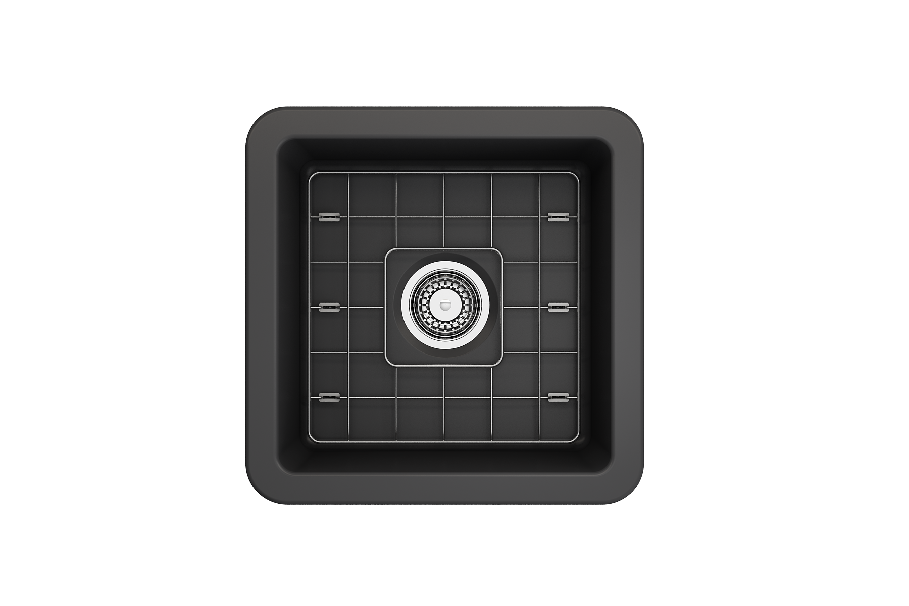 BOCCHI Sotto 18" Fireclay Undermount Single Bowl Bar Sink with Protective Bottom Grid and Strainer, Matte Dark Gray, 1359-020-0120