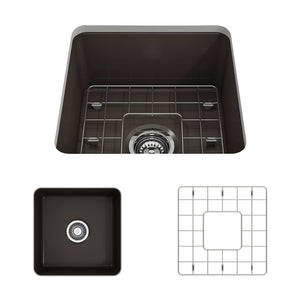Alternate Image for BOCCHI Sotto 18" Fireclay Undermount Single Bowl Bar Sink with Protective Bottom Grid and Strainer, Matte Brown, 1359-025-0120
