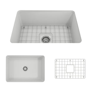 Alternate Image for BOCCHI Sotto 27" Fireclay Dual Mount Single Bowl Kitchen Sink, Matte White, 1360-002-0120