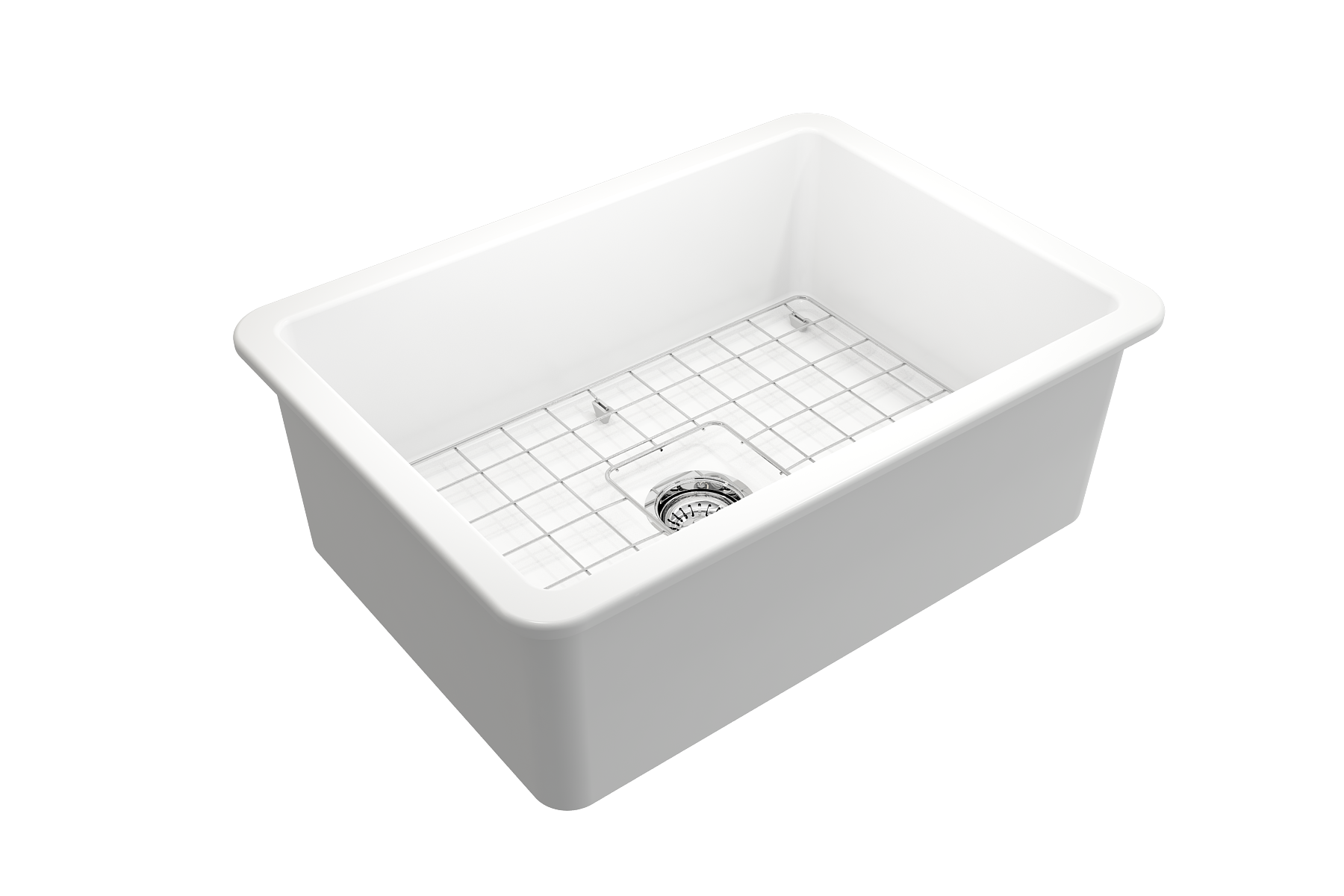 BOCCHI Sotto 27" Fireclay Dual Mount Single Bowl Kitchen Sink, Matte White, 1360-002-0120