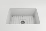 BOCCHI Sotto 27" Fireclay Dual Mount Single Bowl Kitchen Sink, Matte White, 1360-002-0120
