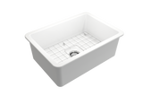 BOCCHI Sotto 27" Fireclay Undermount Single Bowl Kitchen Sink, Matte White, 1360-002-0120 Straight View | The Sink Boutique