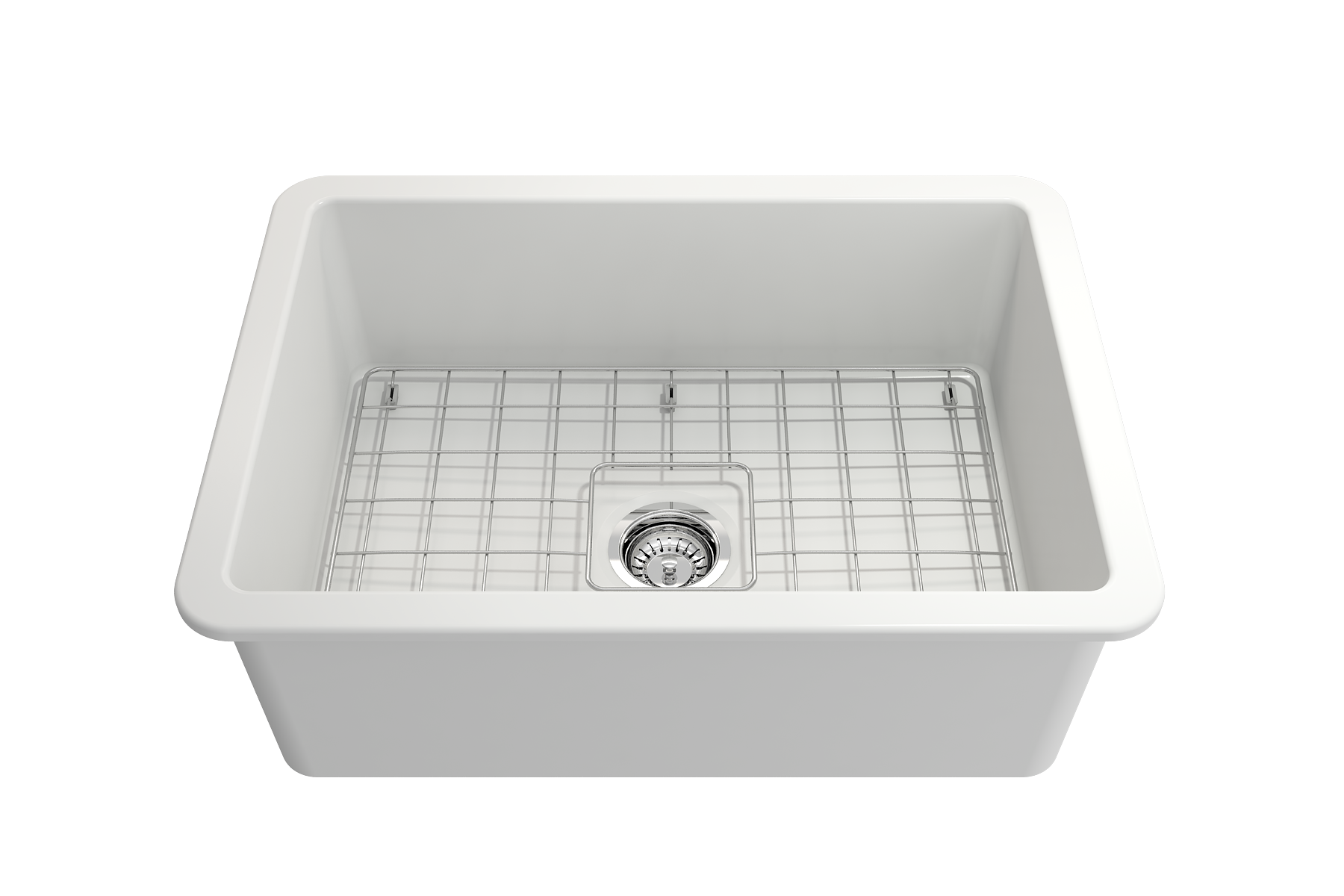 BOCCHI Sotto 27" Fireclay Dual Mount Single Bowl Kitchen Sink, Matte White, 1360-002-0120