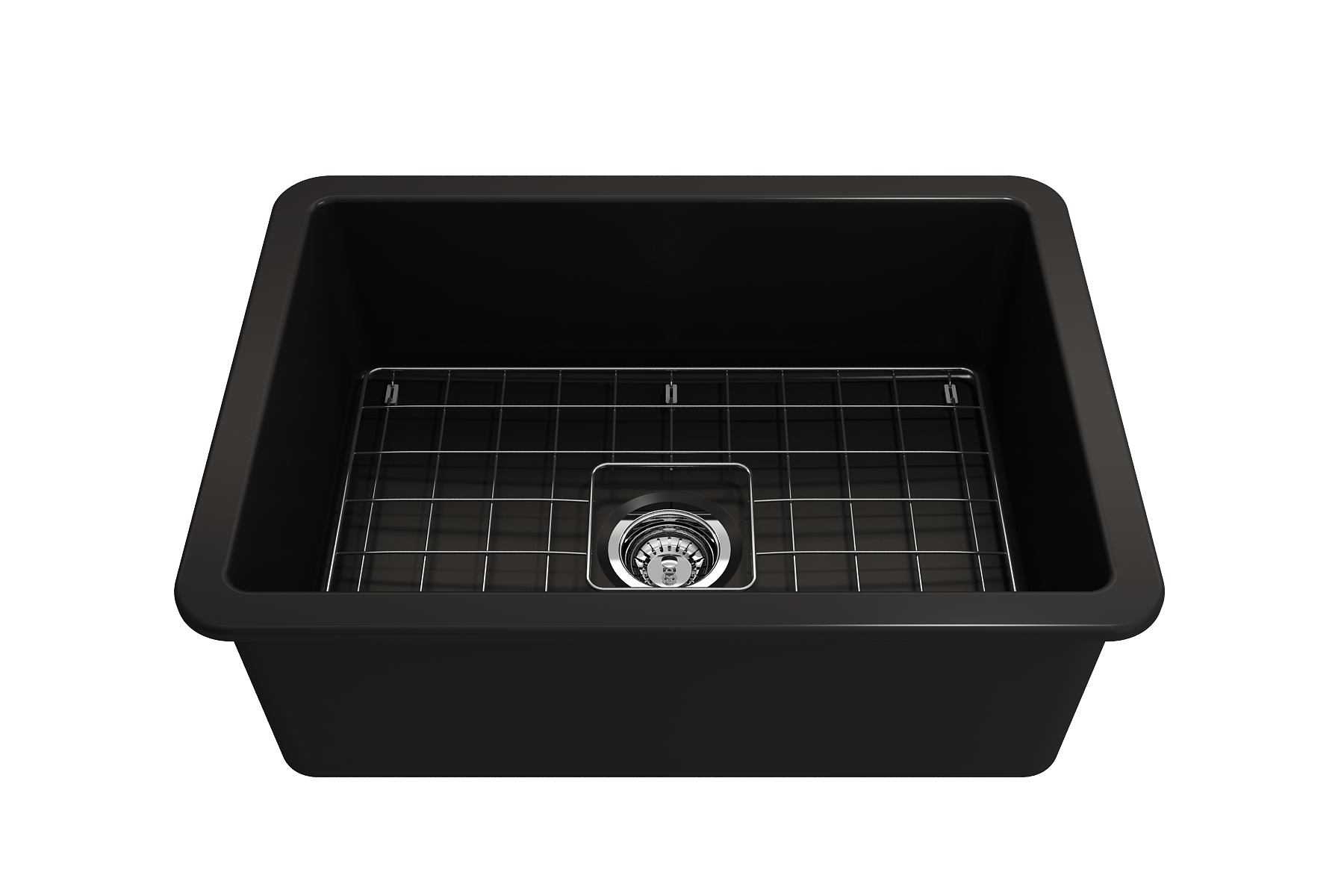 BOCCHI Sotto 27" Fireclay Dual Mount Single Bowl Kitchen Sink, Matte Black, 1360-004-0120