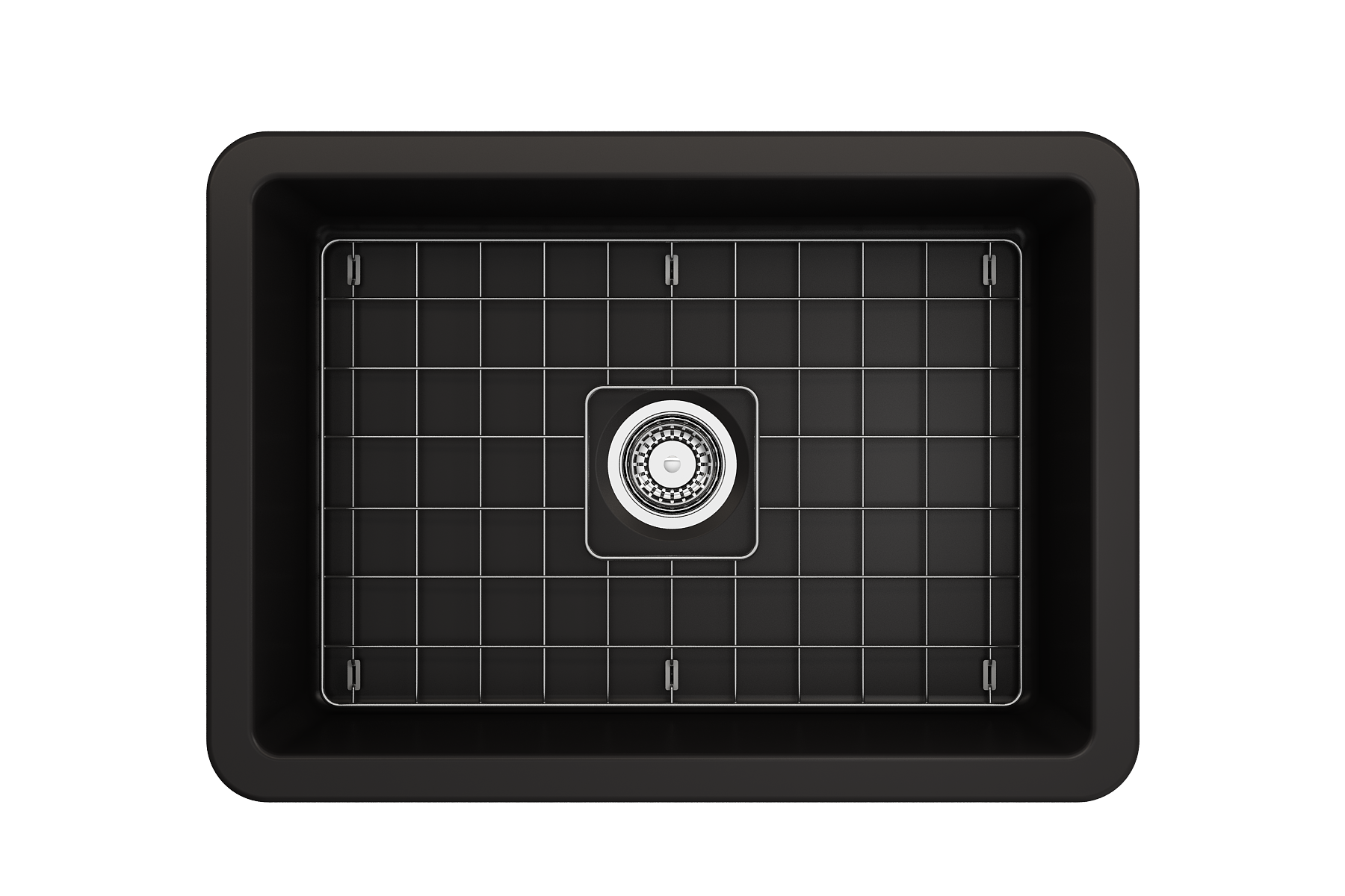 BOCCHI Sotto 27" Fireclay Dual Mount Single Bowl Kitchen Sink, Matte Black, 1360-004-0120