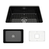BOCCHI Sotto 27" Fireclay Dual Mount Single Bowl Kitchen Sink, Black, 1360-005-0120