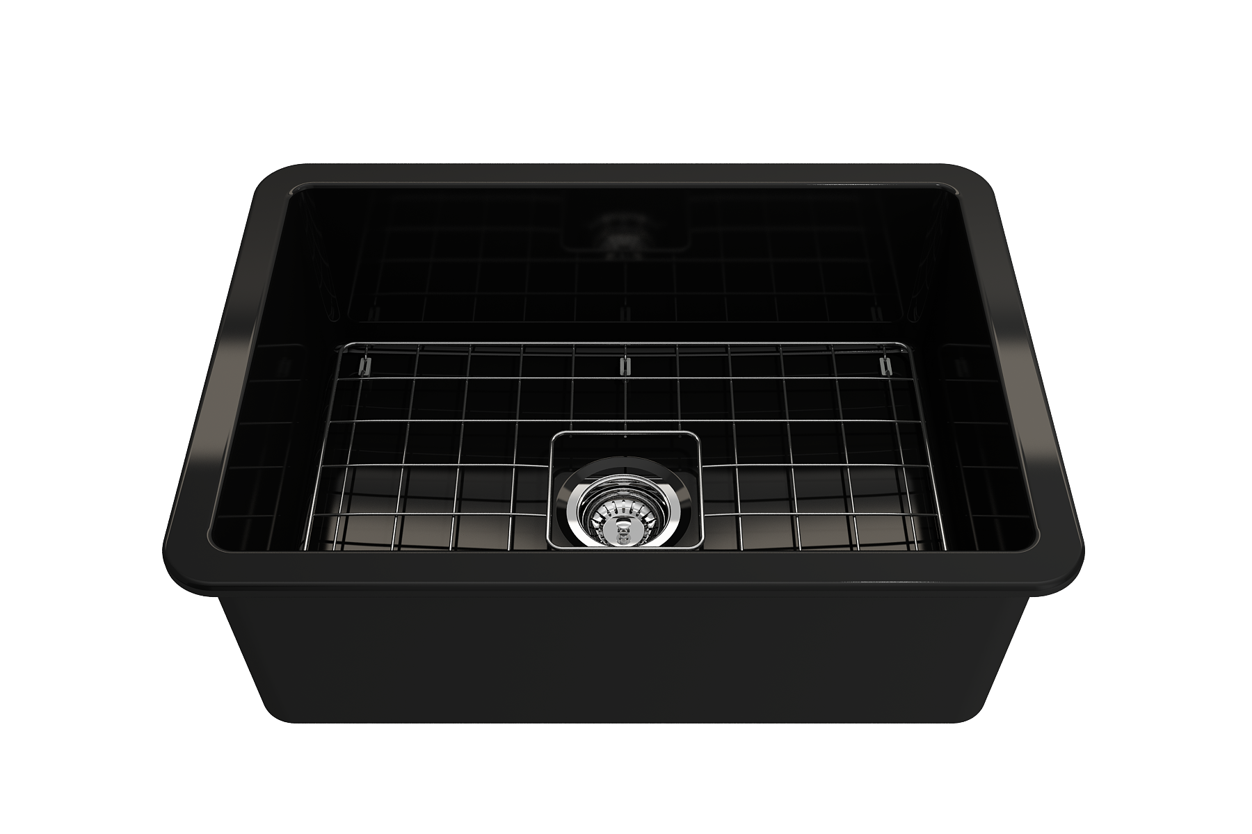BOCCHI Sotto 27" Fireclay Dual Mount Single Bowl Kitchen Sink, Black, 1360-005-0120