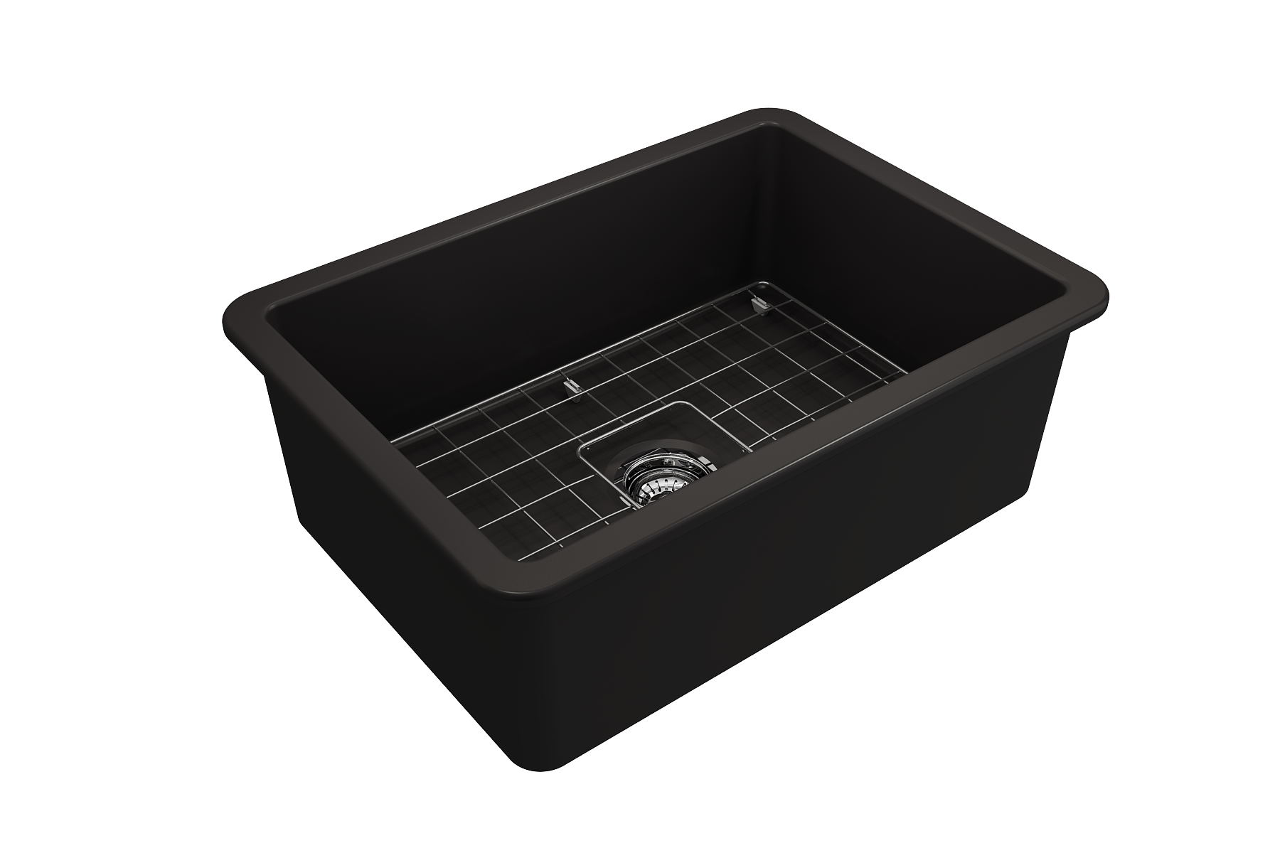 BOCCHI Sotto 27" Fireclay Dual Mount Single Bowl Kitchen Sink, Black, 1360-005-0120