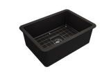 BOCCHI Sotto 27" Fireclay Undermount Single Bowl Kitchen Sink, Black, 1360-005-0120 Top View | The Sink Boutique