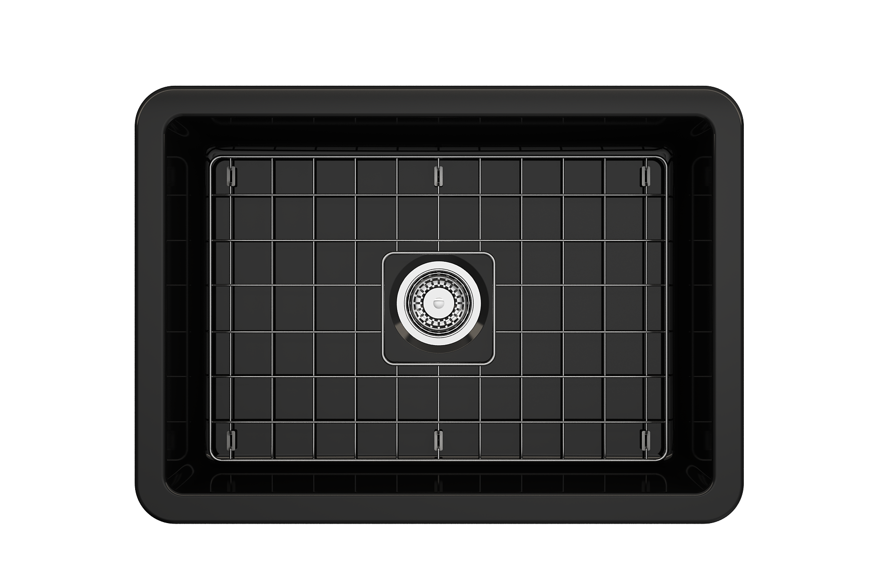 BOCCHI Sotto 27" Fireclay Dual Mount Single Bowl Kitchen Sink, Black, 1360-005-0120