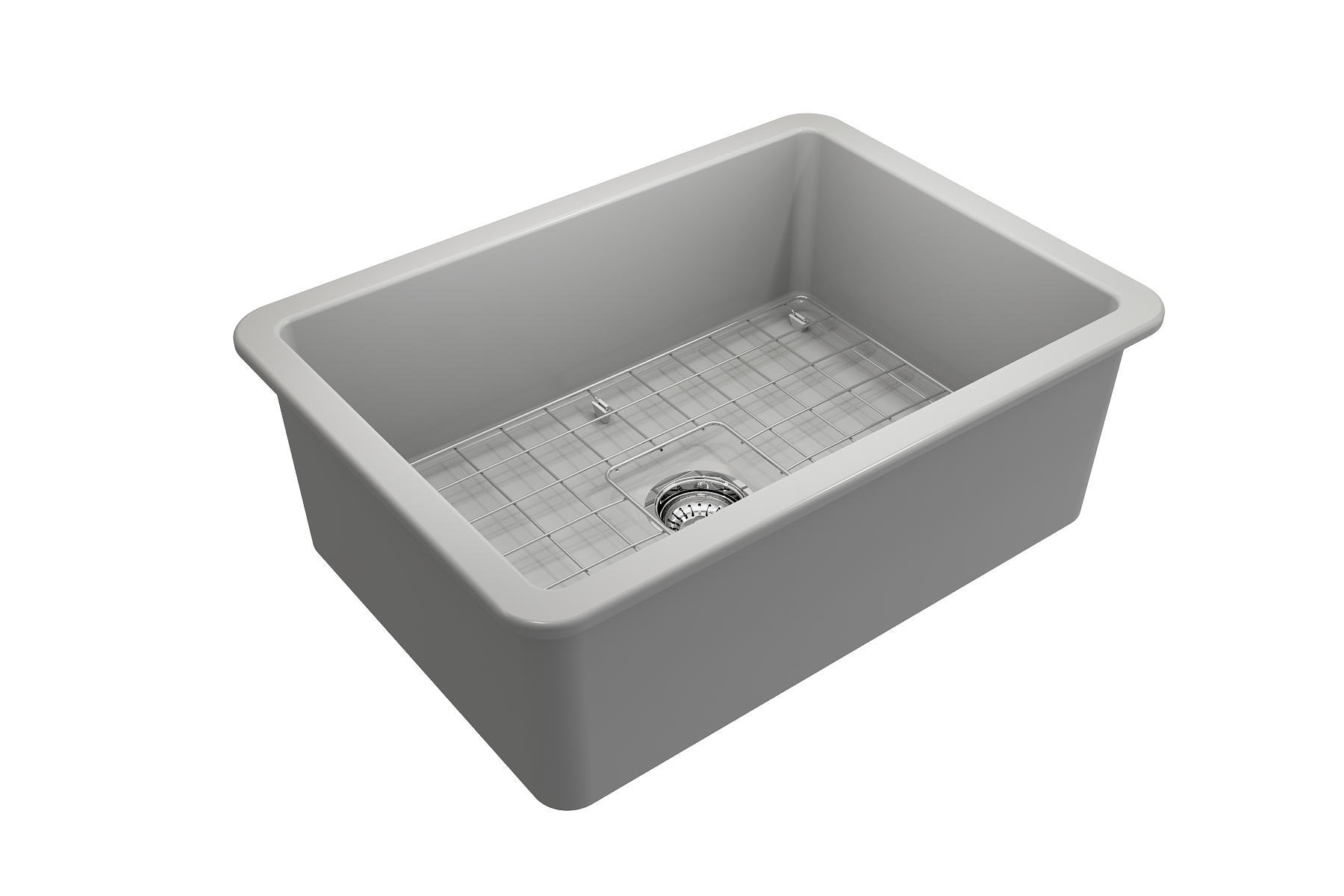 BOCCHI Sotto 27" Fireclay Dual Mount Single Bowl Kitchen Sink, Matte Gray, 1360-006-0120