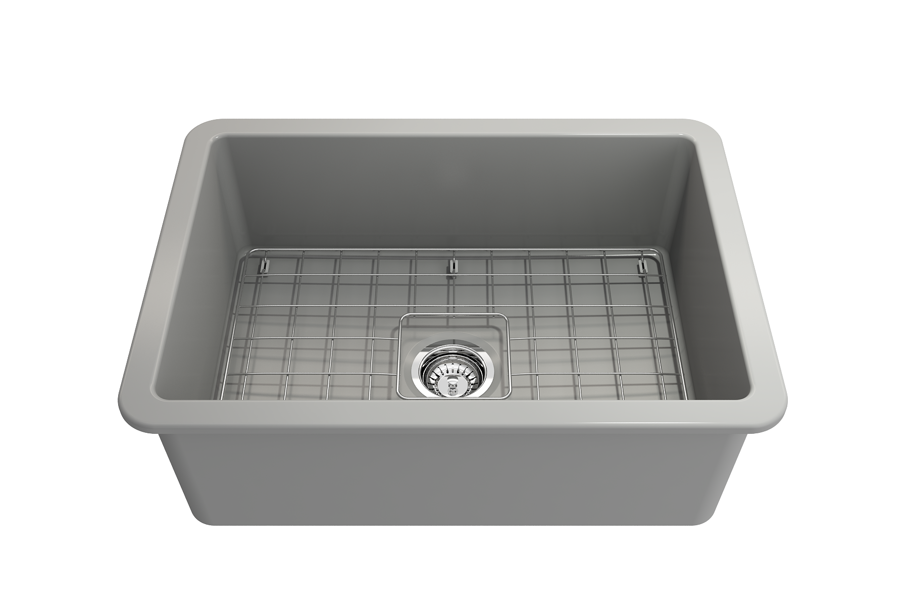 BOCCHI Sotto 27" Fireclay Dual Mount Single Bowl Kitchen Sink, Matte Gray, 1360-006-0120