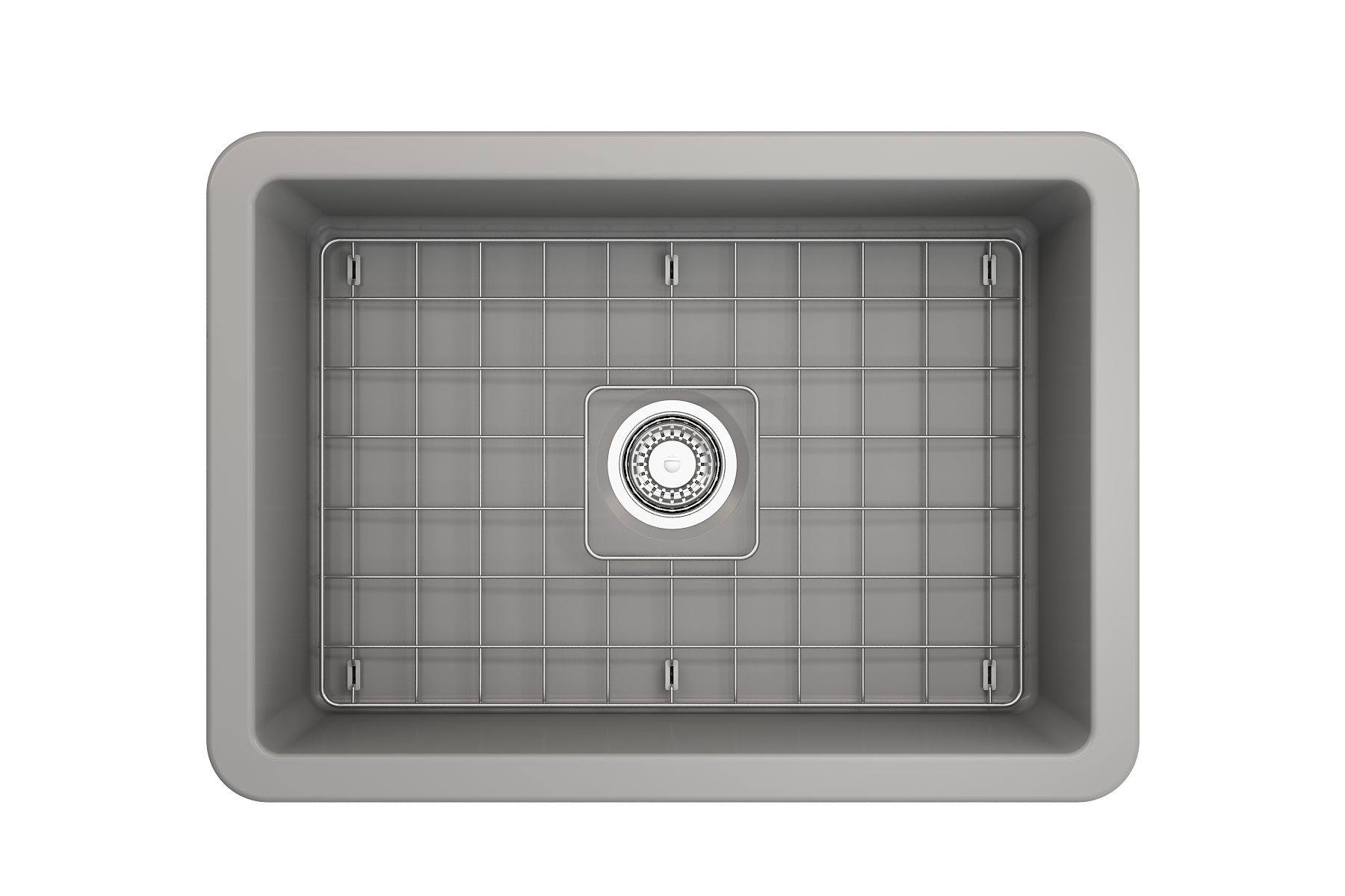 BOCCHI Sotto 27" Fireclay Dual Mount Single Bowl Kitchen Sink, Matte Gray, 1360-006-0120